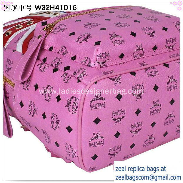 High Quality Replica Hot Sale MCM Medium Flag of UK Backpack MC5173 Rosy